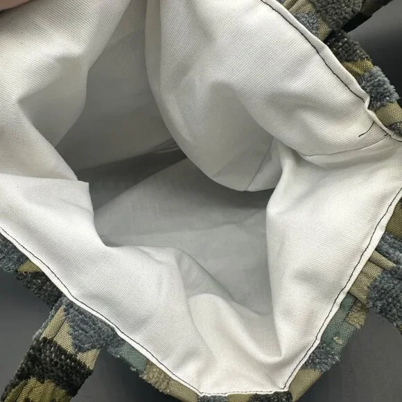 Handmade Tote Bag Tapestry Carpet Fringe Blue Green Gray Beige Books Purse - Picture 4 of 8